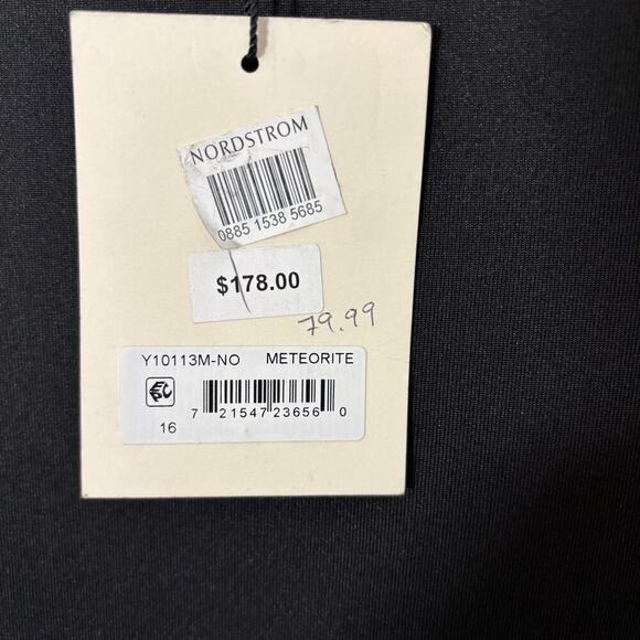 Luxely Black Long Formal Evening Dress Ballgown Size 16 Draped Ruched Waist L/S - Picture 6 of 9